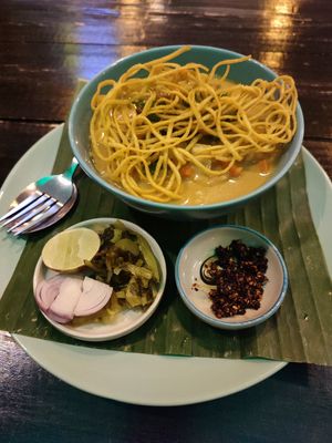 Must try! Delicious Khao Soi and best Mango Smoothie in town. at Mr Green in Chiang Mai