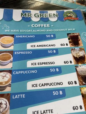 Soy, oat, almond and coconut milk available   at Mr Green in Chiang Mai