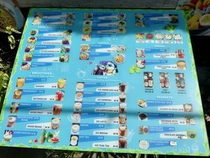 Outside menu   at Mr Green in Chiang Mai