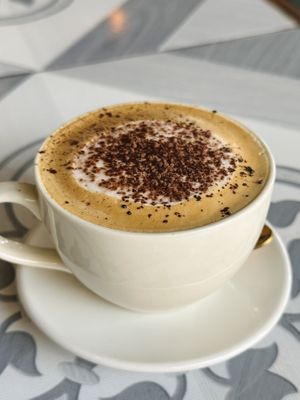 Hot cappuccino (60 THB)  at Mr Green in Chiang Mai