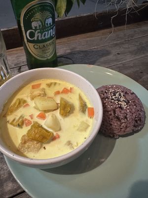 Pumpkin curry delicious!!   at Mr Green in Chiang Mai