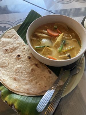 Masaman curry with roti  at Mr Green in Chiang Mai