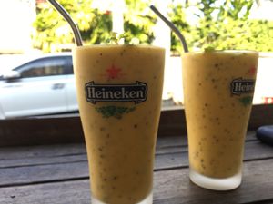 Mango, banana, passion fruit smoothie - so good! at Mr Green in Chiang Mai