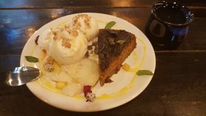 Pumpkin cake with coconut ice cream at Mr Green in Chiang Mai