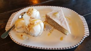 Lemon cake with coconut ice cream. at Mr Green in Chiang Mai