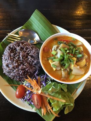 Tom yam with coconut milk  at Mr Green in Chiang Mai