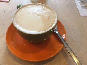 Cappuccino mit Sojamilch  at Miss Green Bean in Potsdam