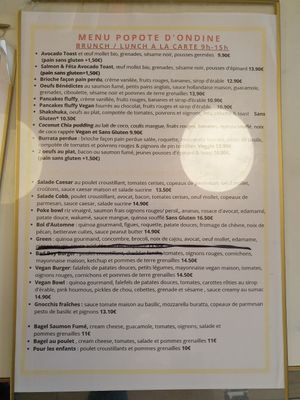 Food menu at La Popote d'Ondine in Nice