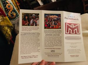 Back of menu at Peña Pachamama in San Francisco