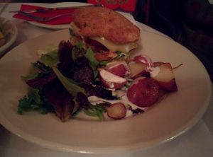 vegan cheers burger at Peña Pachamama in San Francisco