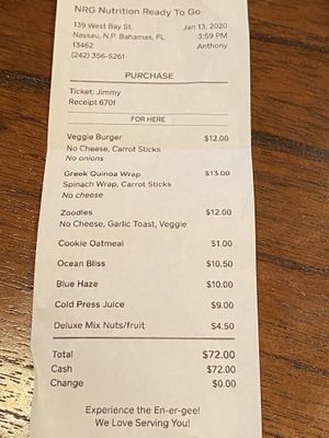 We was hungry and got food for dinner as well at NRG  in Nassau