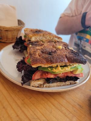 juicy avocado hummus sandwich at La Panetteria in Lima