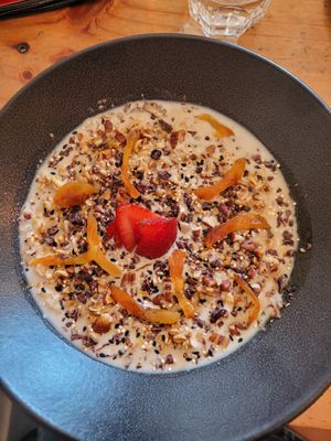Oatmeal with coconut milk at La Panetteria in Lima