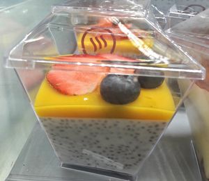 Chia seed dessert is visible at the counter.  at SVO - Shokoladnitsa  Шоколадница - TD in Moscow