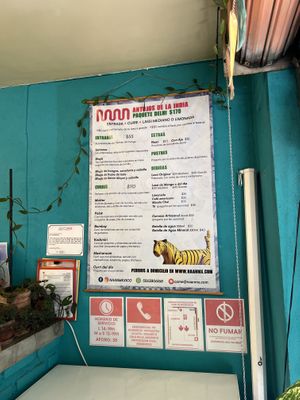 Menu  at Naan in Mexico City