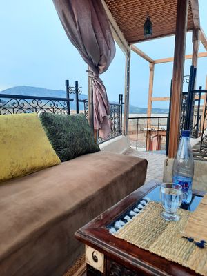 Roof terrace at Le Peroke Cafe in Fes