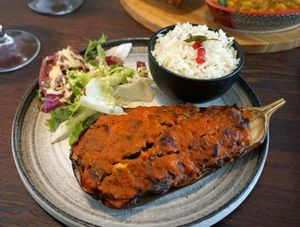 Stuffed aubergine at Green House  in Brussels