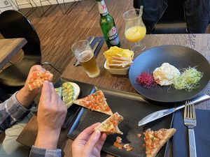 Starters: Bruschetta, avocado toast, cashew cheese at Green House  in Brussels
