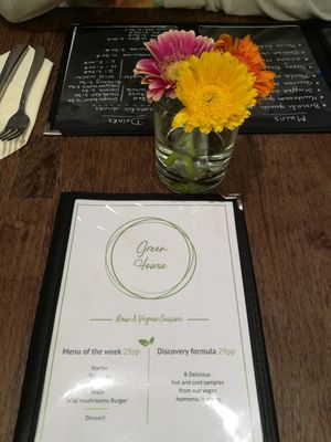 Menu at Green House  in Brussels