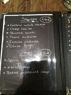 Menu at Green House  in Brussels