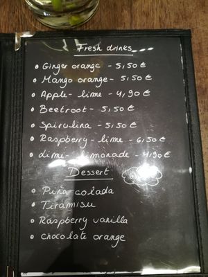 Menu at Green House  in Brussels