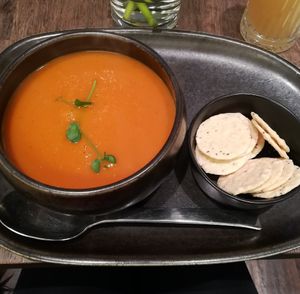 Baked pumpkin soup at Green House  in Brussels