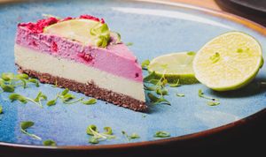 Raspberry/lime rawvegan delicious cake. at Green House  in Brussels