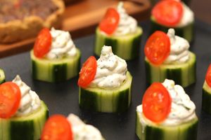 Cucumber with cashew cheese 😍 at Green House  in Brussels