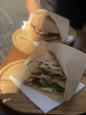 Vegan panuozzo and ciabatta at A'Marenna in Sorrento