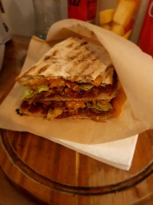 17. TATOR:

Vegan ham, vegan smoked cheese, Tropea caramelized onions, chili pepper pate, lettuce. at A'Marenna in Sorrento