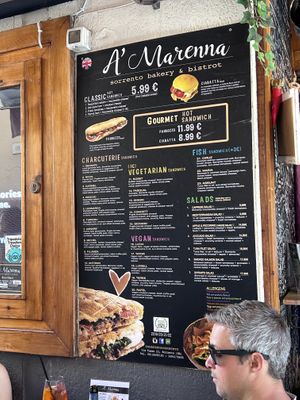 Didn’t eat here, just sharing the menu  at A'Marenna in Sorrento
