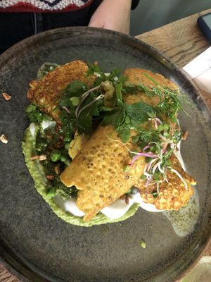 the crepe w peas (fancy name in menu that we don't remember)  at The Artisan in Zurich