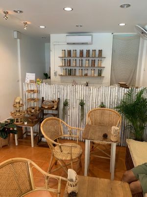 Inside Cafe Cocohut. Chilled atmosphere, comfortable and nice background music at Cafe Coco Hut in Chiang Mai