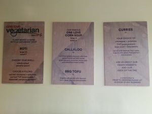 Menu at One Love. at One Love Vegetarian in Toronto