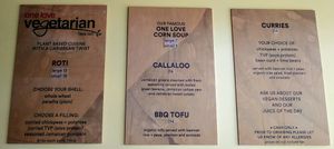 the menu at One Love Vegetarian in Toronto