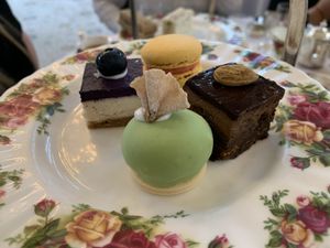 DELICIOUS DESSERTS! The green one (apple bite) was perfect  at The Tea Room in Sydney