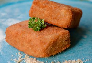 Vegan 'cheese' croquettes at The Vegan Butcher's Choice in Brussels