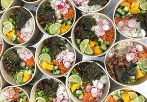 Vegan poké bowls at The Vegan Butcher's Choice in Brussels