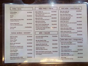 Menu back at Hà Thành in Hanoi