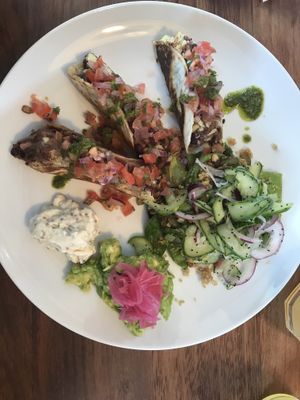 Vegan quesadillas. at F.east in Ilminster