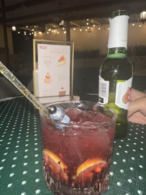 Gin de blackberry y lavanda.   at Rincón Veggie in Mexico City