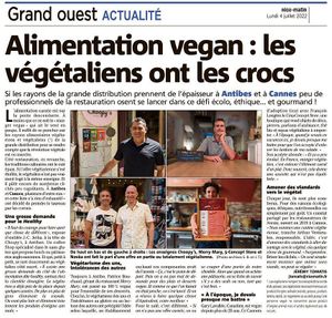 Un grand merci à Nice-Matin et à  Jérémy Tomatis pour ce bel article sur Alimentation Vegan!  at Cinq Concept Store in Cannes
