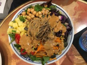 Love the spicy salad - this makes me just want to work my way through the whole menu :) at Cinq Concept Store in Cannes