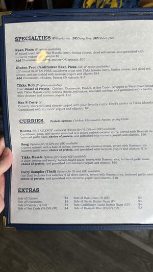 Menu side 1  at Utara Brewing Co in Sandpoint