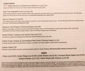 Menu - 07/21 at The Sail Inn in Lymington