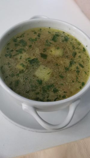 Veg soup at Napfényes Restaurant & Confectionery in Budapest