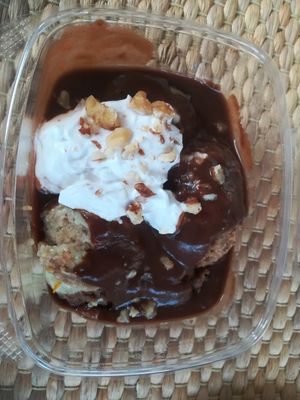 Somló sponge cake (somlói galuska) at Napfényes Restaurant & Confectionery in Budapest