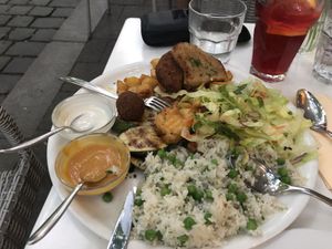 Platter for two (already ate half of it) at Napfényes Restaurant & Confectionery in Budapest