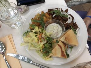 Gyros platter  at Napfényes Restaurant & Confectionery in Budapest