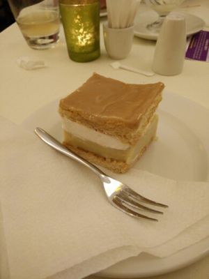 Napoleon Cake at Napfényes Restaurant & Confectionery in Budapest